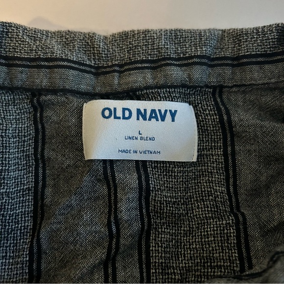 Set of 2 Men's Old Navy grey linen cotton short sleeve button‎ down shirt size L - Picture 7 of 11